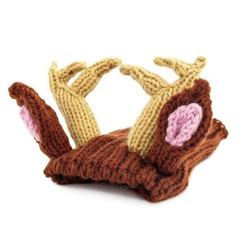 Cute Animals Pet Cat Hat Autumn Winter Knitted Dogs Cap Deer Ears Warm