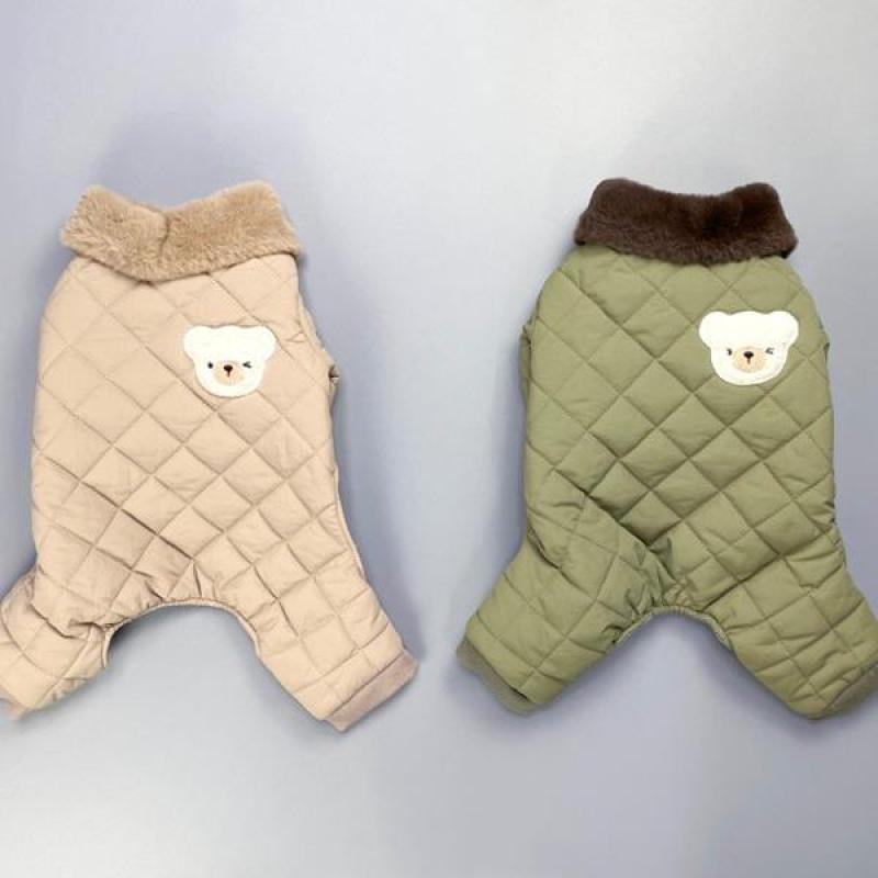 Cute Bear Dog Jumpsuit Winter Pet Dog Clothes Four legged Cotton Coat