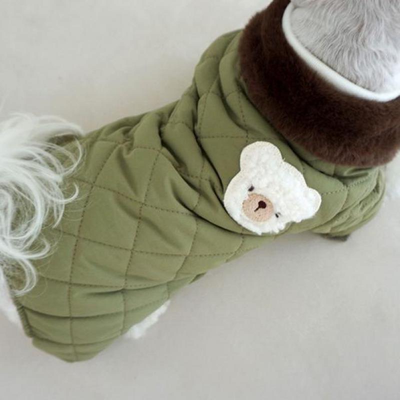 Cute Bear Dog Jumpsuit Winter Pet Dog Clothes Four legged Cotton Coat