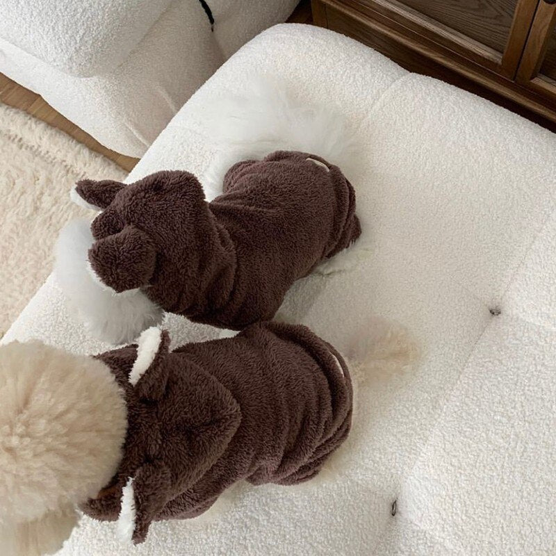 Cute Bear Ear Jumpsuit For Dog Winter Dog Clothes Pet Coat Jacket