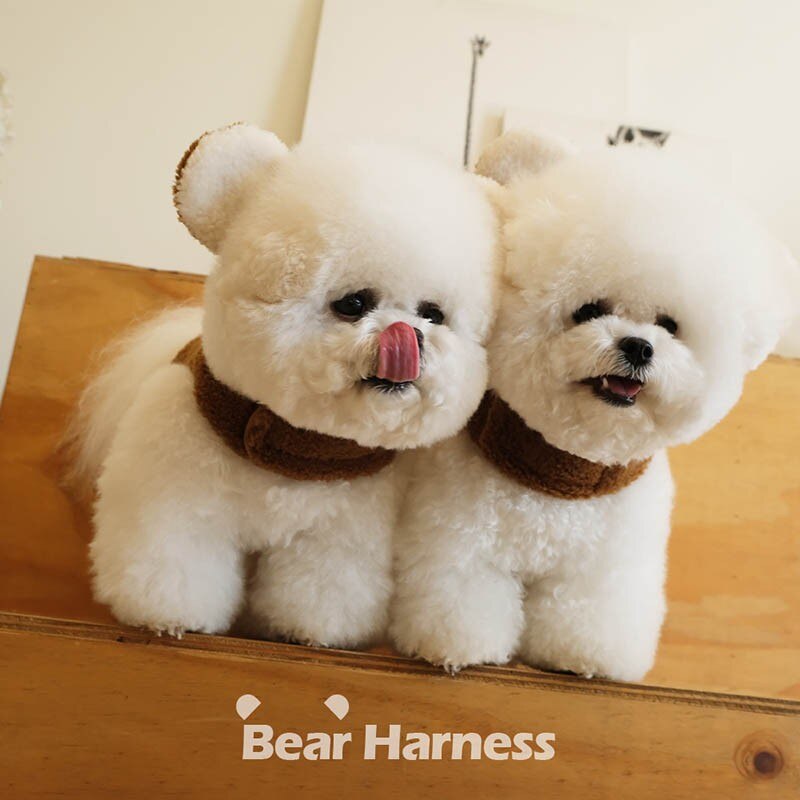 Cute Bear Vest Winter Fleece Warm Pet Dog Clothes Hooded Chest Strap