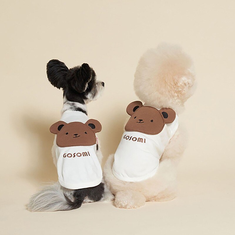 Cute Cartoon Bear Ears Dog Vest Winter Cotton Pet Dog Clothes For