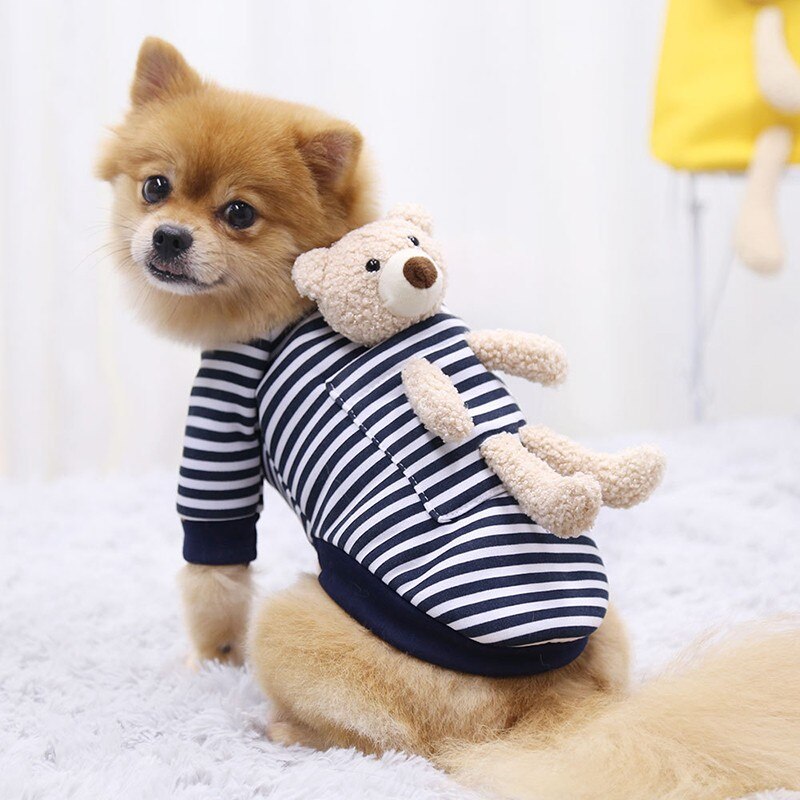 Cute Cartoon Teddy Bear Dog Hoodies Winter Pet Dog Clothes Fleece Warm