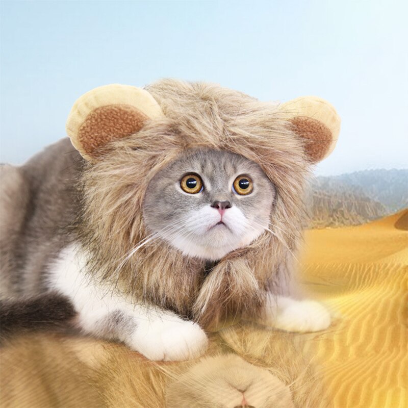 Cute Lion Mane Cat Wig Pet Small Dog Cat Costume Lion Mane Wig Hat Cat