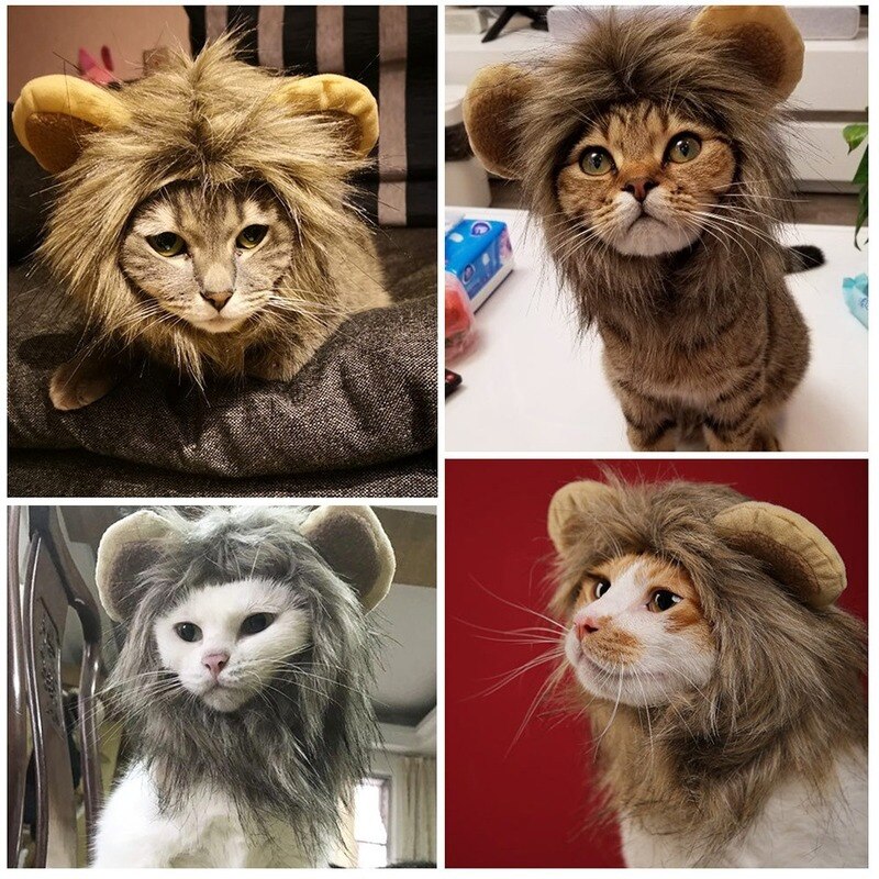 Cute Lion Mane Cat Wig Pet Small Dog Cat Costume Lion Mane Wig Hat Cat