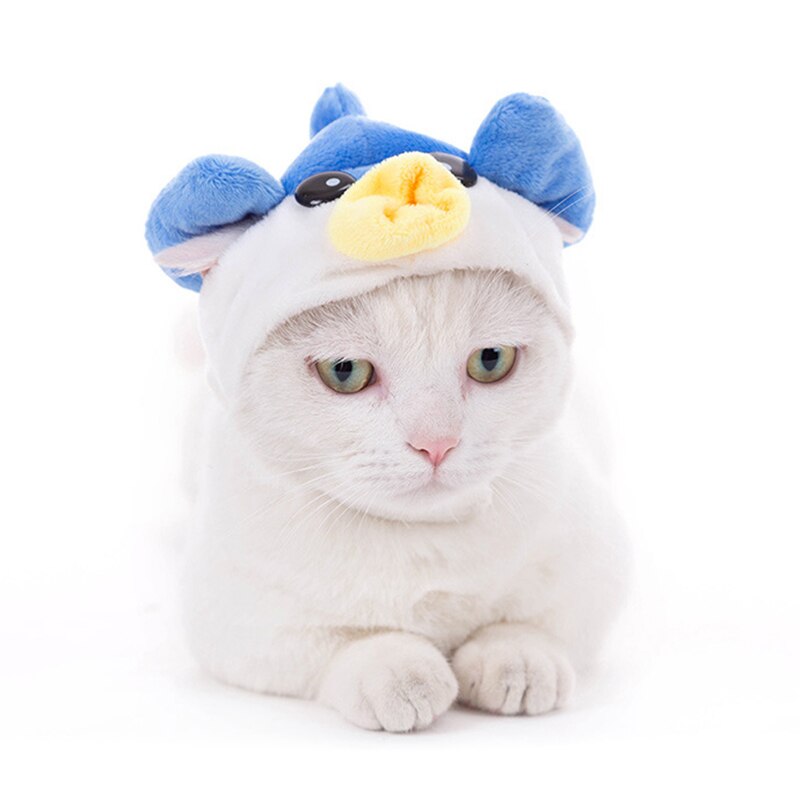 Cute Pet Headwear Cartoon Cat Headgear Soft Pet Hat Funny Dog Disguise