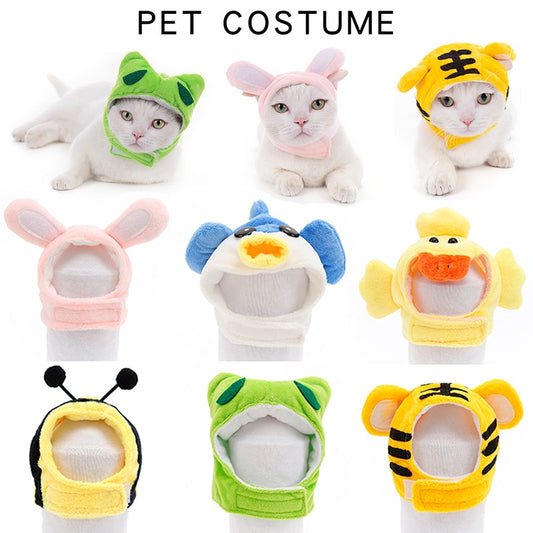 Cute Pet Headwear Cartoon Cat Headgear Soft Pet Hat Funny Dog Disguise