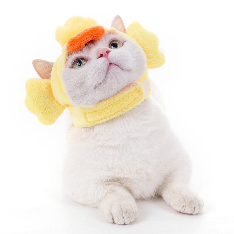 Cute Pet Headwear Cartoon Cat Headgear Soft Pet Hat Funny Dog Disguise