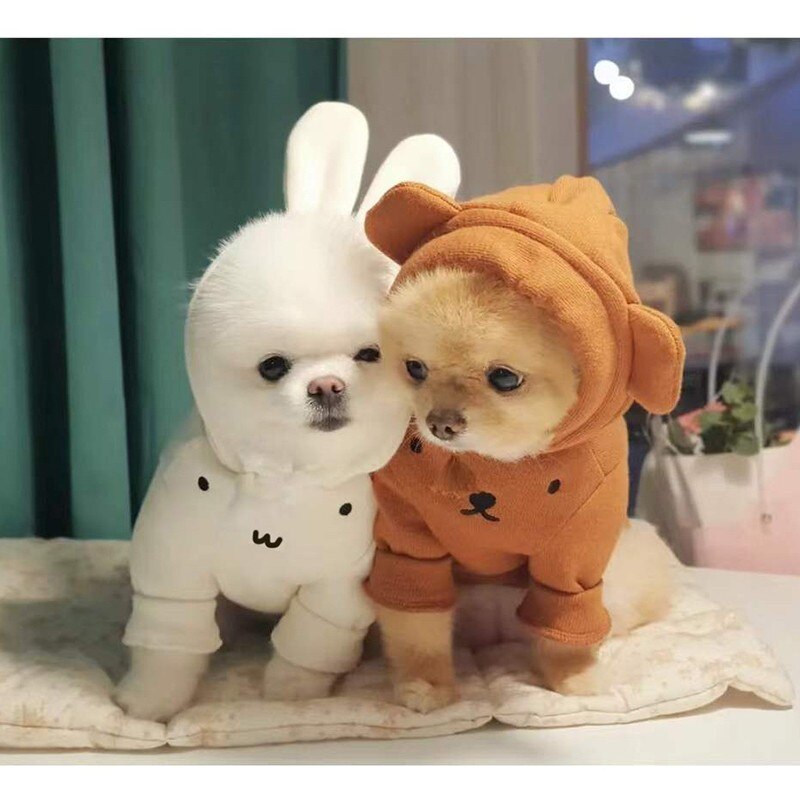 Cute Rabbit Hoodies For Small Medium Dogs Sweater Winter Pet Dog