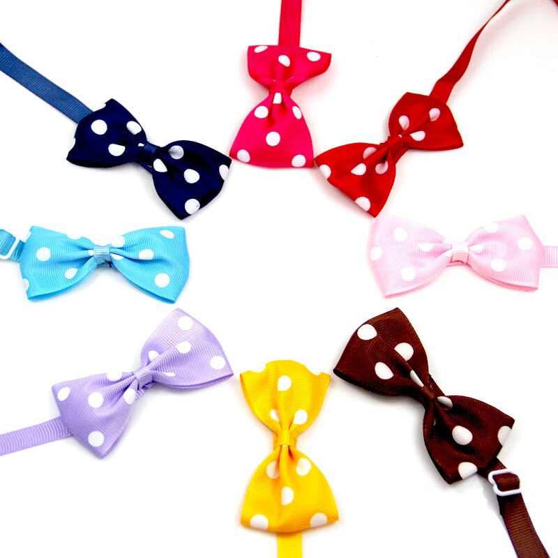 Cute Ribbon Pet Collar Dot Print Dog Bow Neck Tie Cartoon Portable