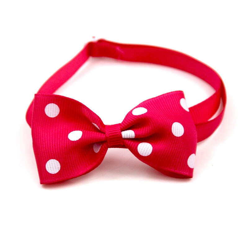 Cute Ribbon Pet Collar Dot Print Dog Bow Neck Tie Cartoon Portable