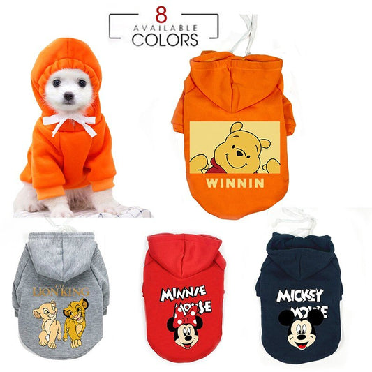 Disney Cartoon Hoodies Fleece Warm Pet Dog Clothes For Samll Medium