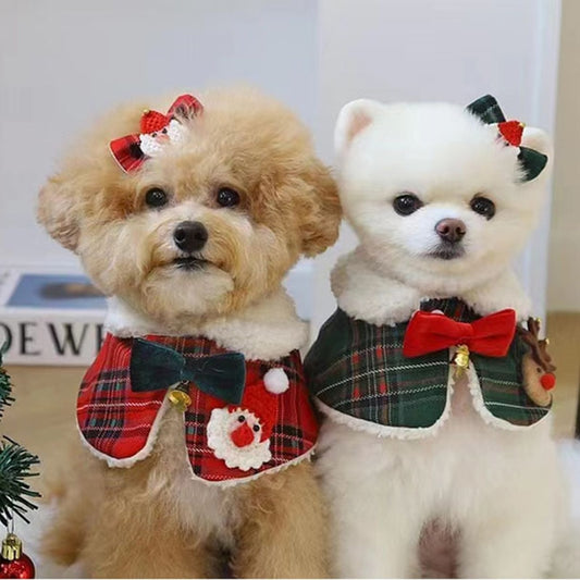 Dog Clothes Christmas New Year Pet Shawl Collar Puppy Bichon Poodle