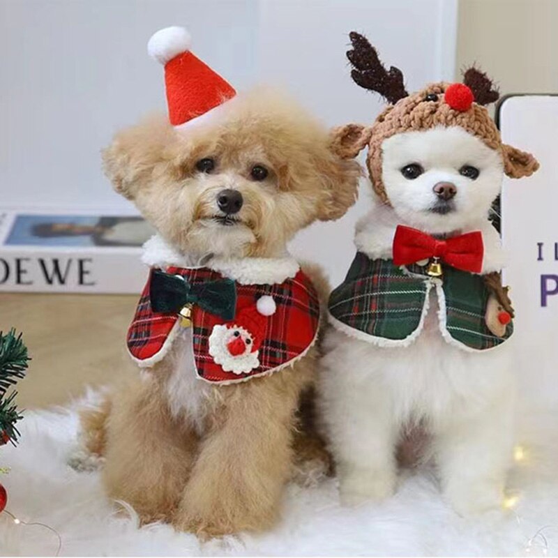 Dog Clothes Christmas New Year Pet Shawl Collar Puppy Bichon Poodle