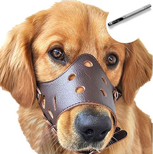 Dog Muzzle Leather Comfort Secure Anti-barking Muzzles Breathable And