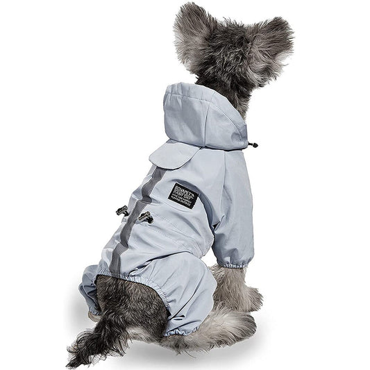 Dog Raincoat Quick Dry Pet Reflective & Adjustable Rain Poncho Jacket