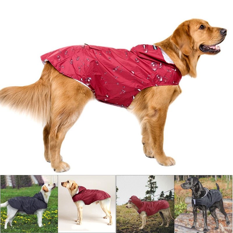 Dog Raincoat Waterproof Hoodie Jacket Reflective Outdoor Dogs Raincoat