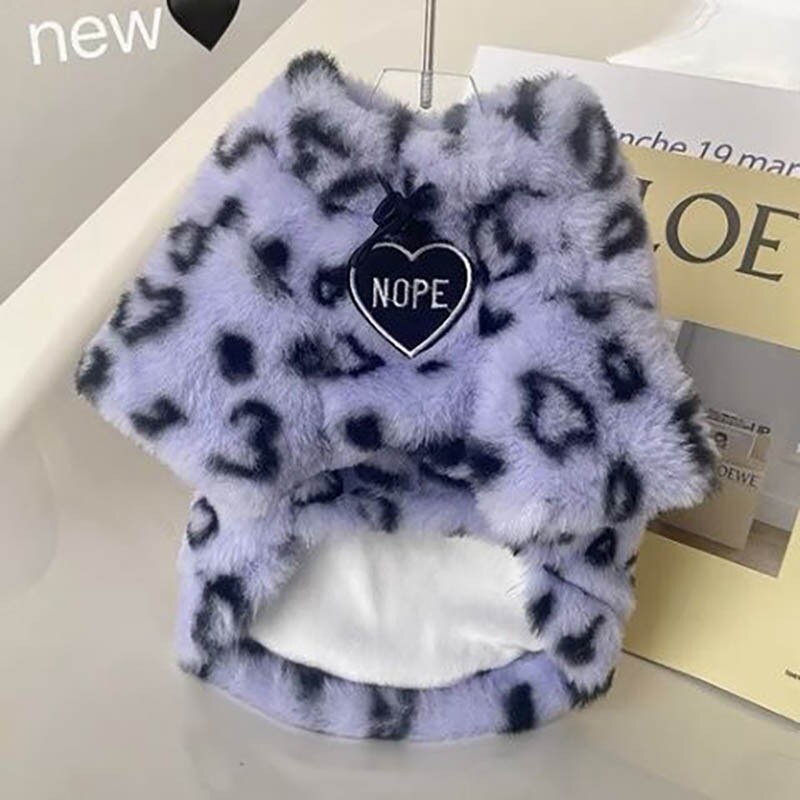 Fashion Designer Leopard Print Dog Coat Winter Fleece Warm Pet Dog