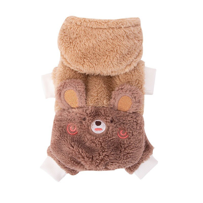 Fleece Warm Pet Dog Clothes Winter Warm Pet Jumpsuit Hooded Dog Coat