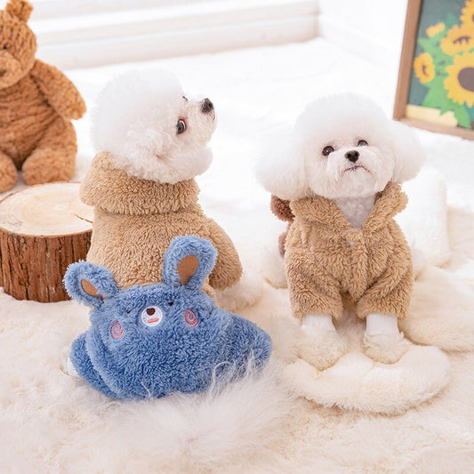 Fleece Warm Pet Dog Clothes Winter Warm Pet Jumpsuit Hooded Dog Coat