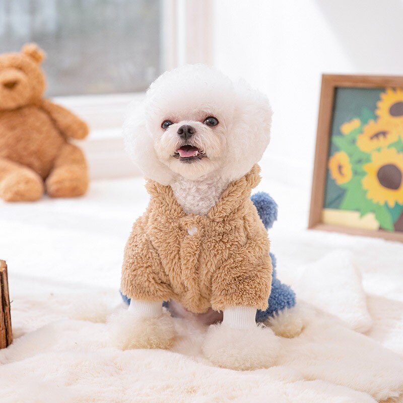 Fleece Warm Pet Dog Clothes Winter Warm Pet Jumpsuit Hooded Dog Coat