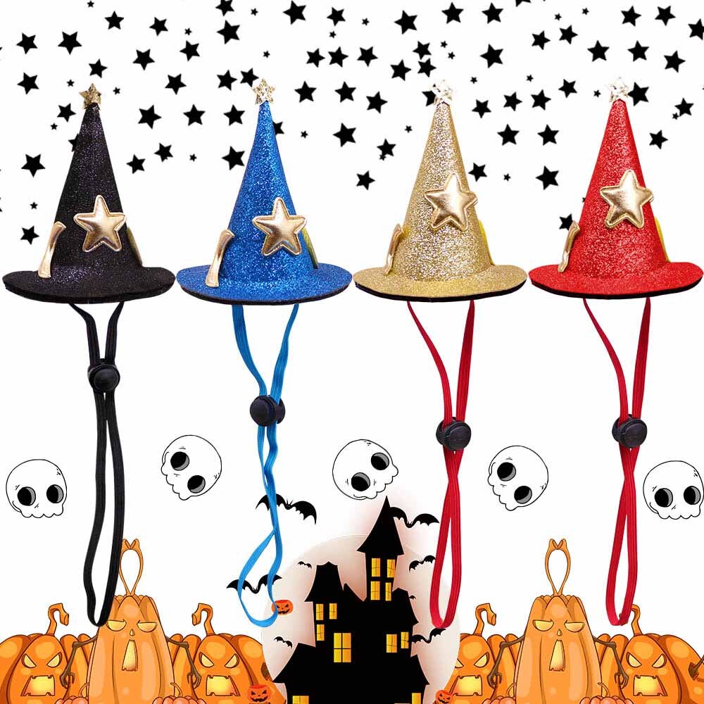 Halloween Dog Hat Bat Pumpkin Hat with Star Pattern Grooming Cosplay