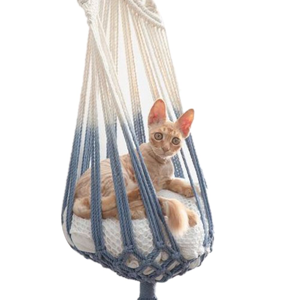 Hand Woven Hanging Basket Cotton Pet Nest Cat Dog Hammock Thread Toy