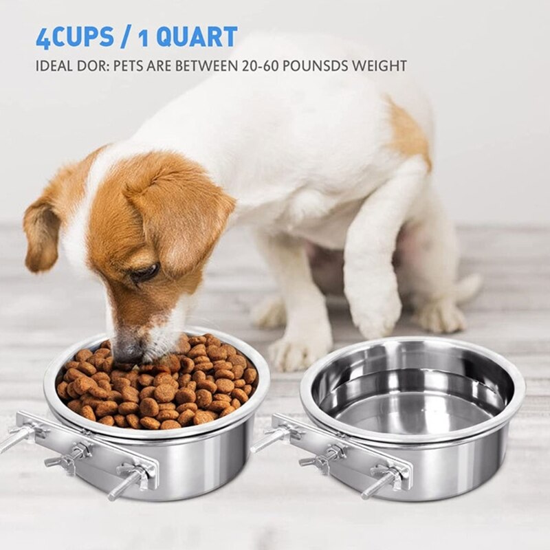 Hanging Water Dispenser Food Bowl Cage Mount for Dog Cat Pet Supplies