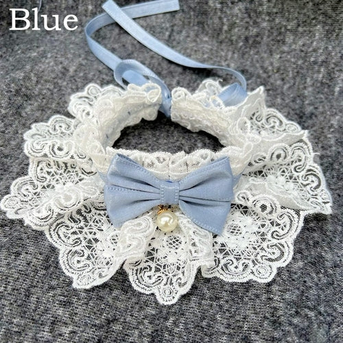 Lace Bowknot Pearl Collar Cat Dog Neckerchief Pet Cats Kitten Dog