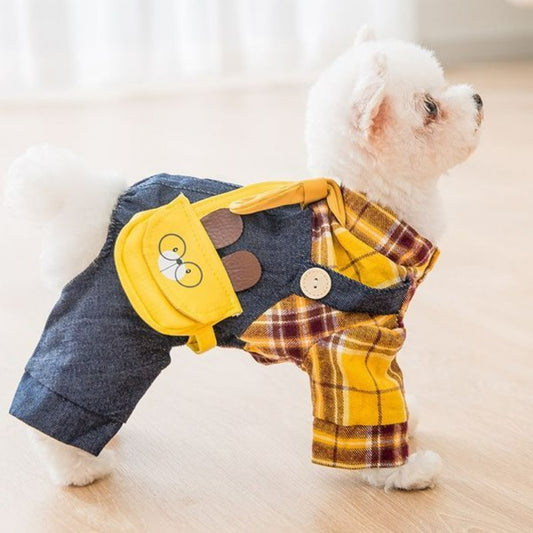 Leisure Plaid Dog Four legged Shirt Pet Clothes Teddy Poodle Dog