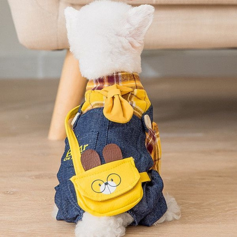 Leisure Plaid Dog Four legged Shirt Pet Clothes Teddy Poodle Dog