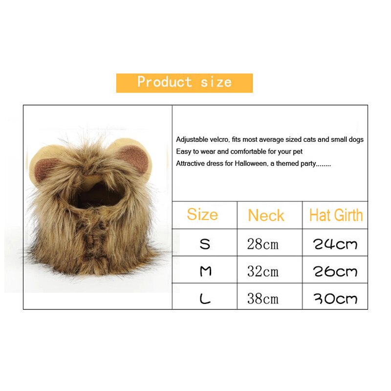 Lion Wig Costume Cats Accessories Cute Funny Pets Clothes Cap Fancy