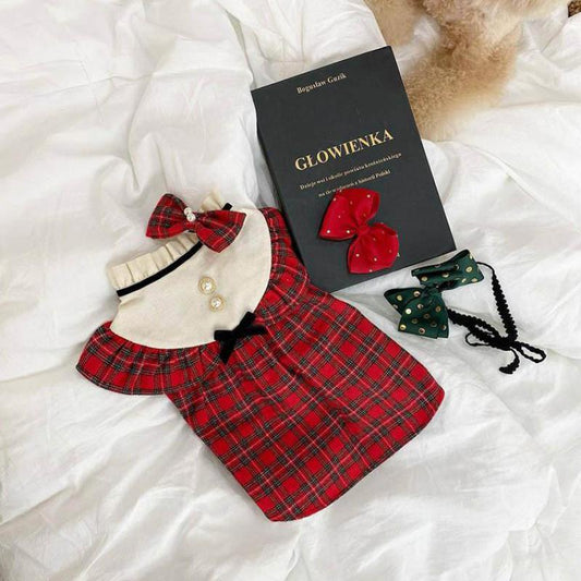 Luxurious Classic Plaid Skirt Autumn Pet Dog Clothes Christmas Dresses