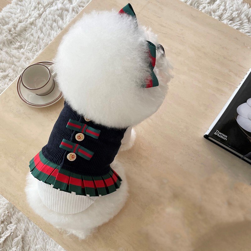 Luxurious Dog Dresses With Hairpin Spring Summer Pet Dog Clothes For