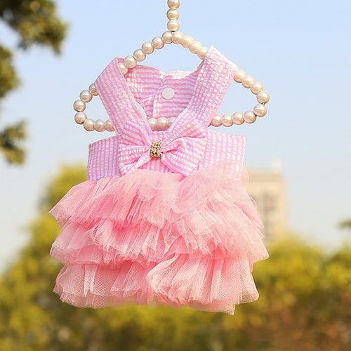 New Dog Princess Dresses Puppy Bow Knot Dress Pet Tutu Skirt Striped