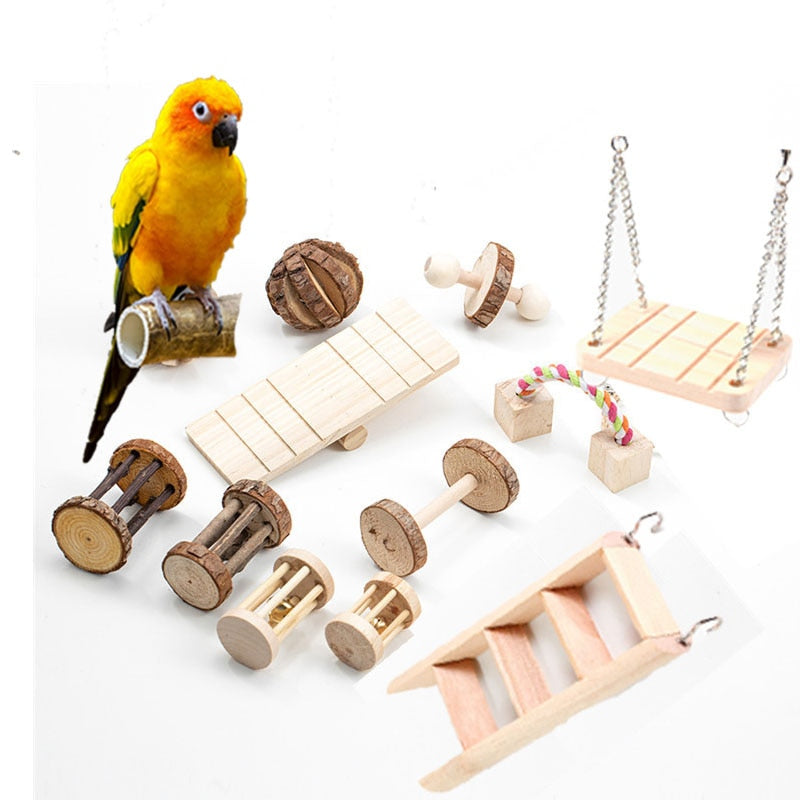 Parrot toy wooden stairs Amazon express hamster Parrot Bird Cat Dog