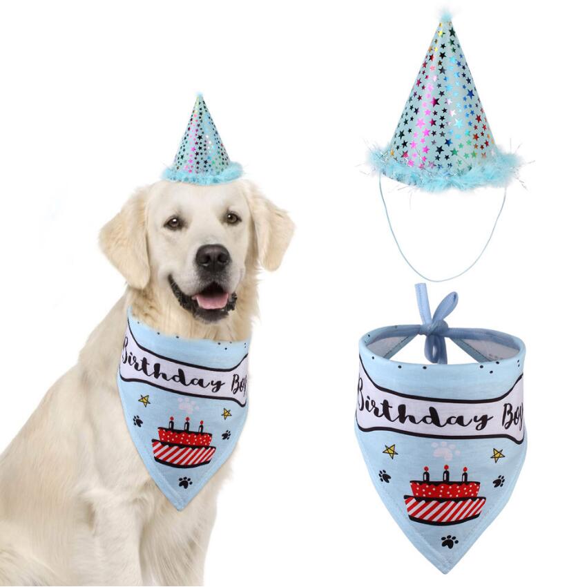 Party Pet Dogs Caps Cat Dog Bibs Birthday Costume Design Head wear Hat