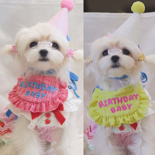 Pet Birthday Party Dress Up Cute Bib Triangle Puppy Cat Scarf Maltese