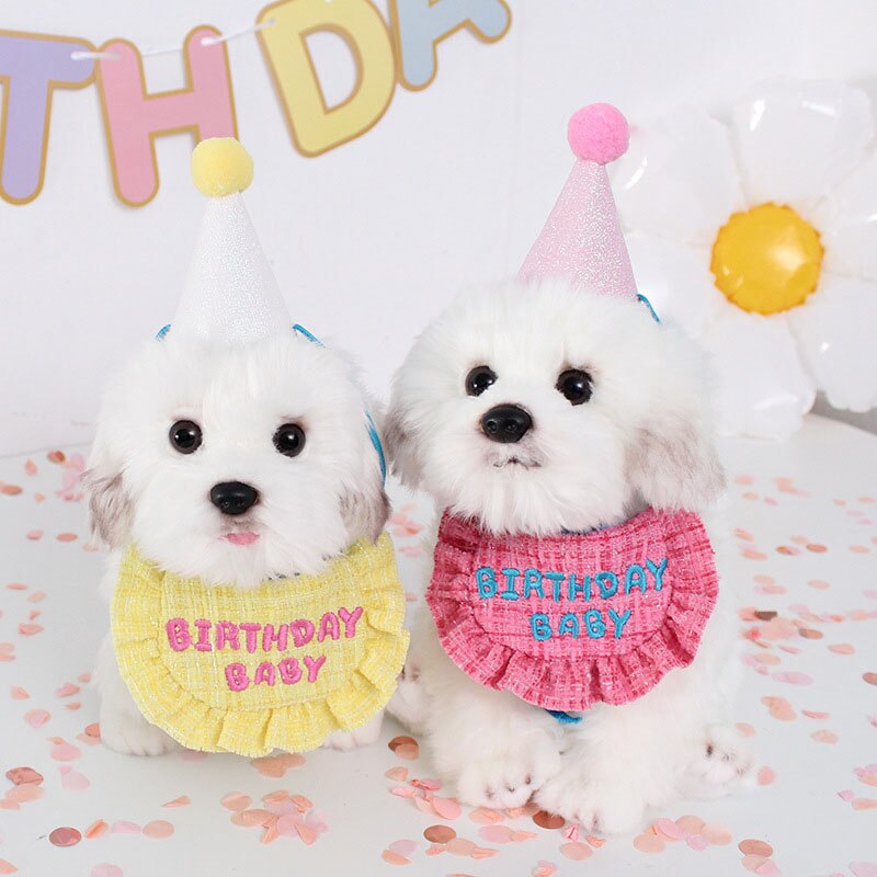 Pet Birthday Party Dress Up Cute Bib Triangle Puppy Cat Scarf Maltese