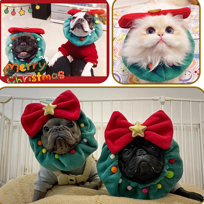 Pet Christmas Dog Scarf Cat Puppy Weird Photo Props Dog Collar French