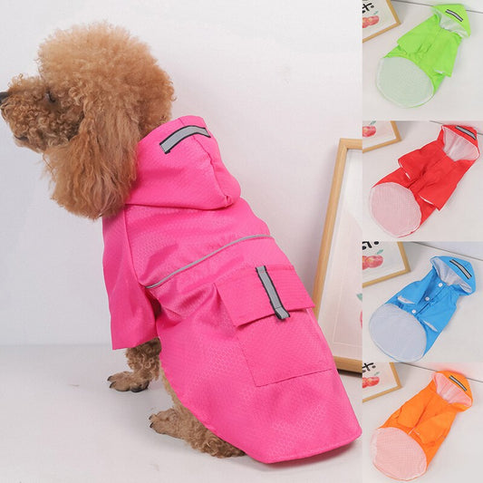 Pet Dog Raincoat Transparent Hooded Jumpsuit Dogs Waterproof Coat