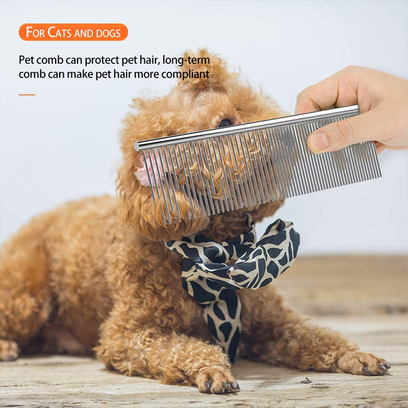 Pet Hair Removal Comb Stainless Steel Pet Grooming Comb For Dogs And