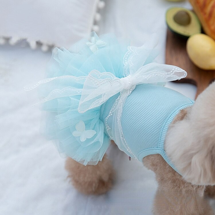 Pet Sweet Bow Breathable Gauze Skirt Cat Puppy Clothes Chihuahua Dog