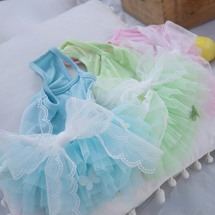 Pet Sweet Bow Breathable Gauze Skirt Cat Puppy Clothes Chihuahua Dog