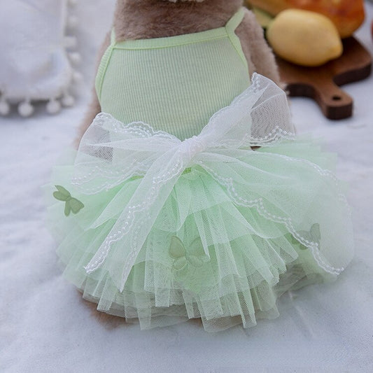 Pet Sweet Bow Breathable Gauze Skirt Cat Puppy Clothes Chihuahua Dog