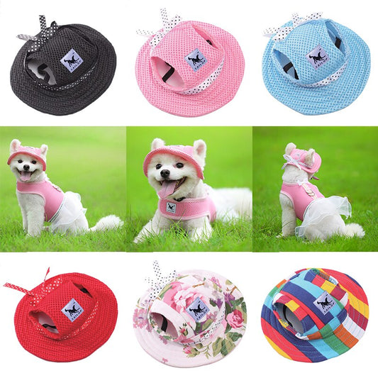 Pets Dog Hat Round Brim Dogs Cap With Ear Holes For Puppy Cat Dog Top