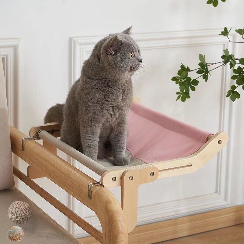 Portable Cat Wooden Hanging Bed Cat Hammock Indoor Four Seasons