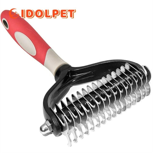 Professional Pet Deshedding Brush 2 Sided Dematting Dog Comb Cat Brush