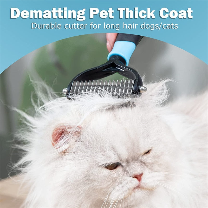 Professional Pet Deshedding Brush 2 Sided Dematting Dog Comb Cat Brush