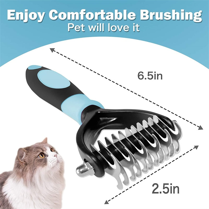 Professional Pet Deshedding Brush 2 Sided Dematting Dog Comb Cat Brush